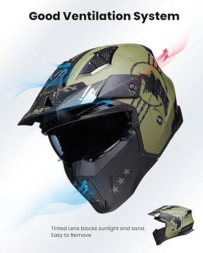 Miniatura 5 de ILM Casco de motocicleta de cara abierta 34 para hombres y mujeres, casco retro vintage con visera para ciclomotor, ATV, crucero, scooter DOT modelo