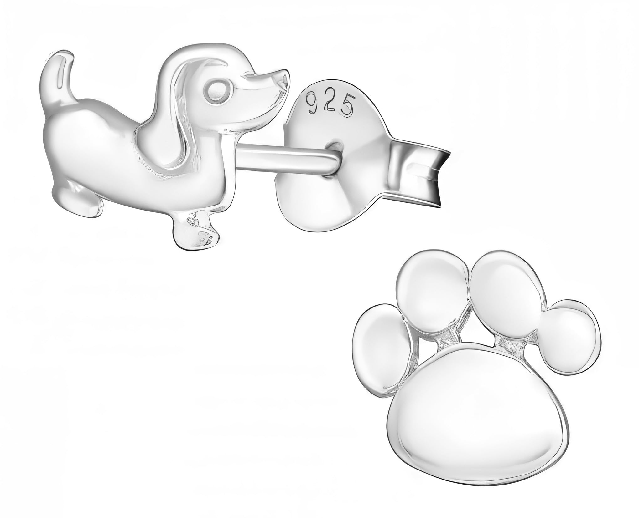 925 Sterling Silver Paw Print Stud Earrings, Dainty Tiny Pet Lover Jewelry Gift