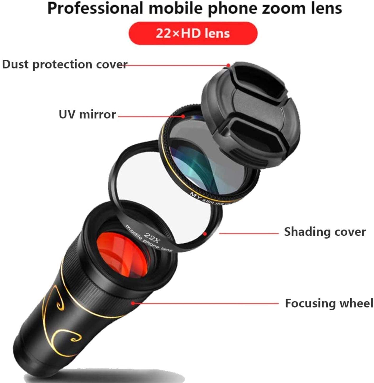 TTDGYYXW Teleskop monokularowy Lornetka z zoomem HD z uchwytem na telefon i statywem, wodoodporny teleskop do obserwacji ptaków koncertowych Camping Traveling