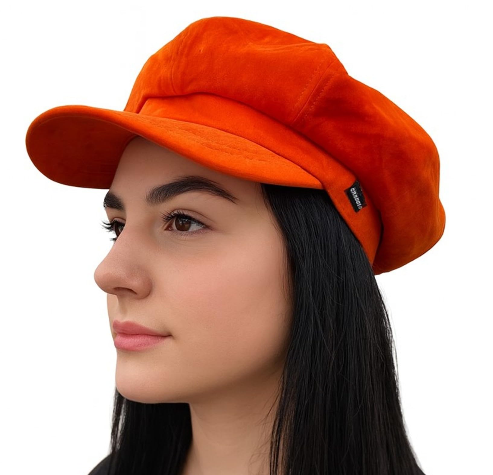 Craggi Baker Boy Hat Newsboy Cap Orange Velvet Ladies Hat