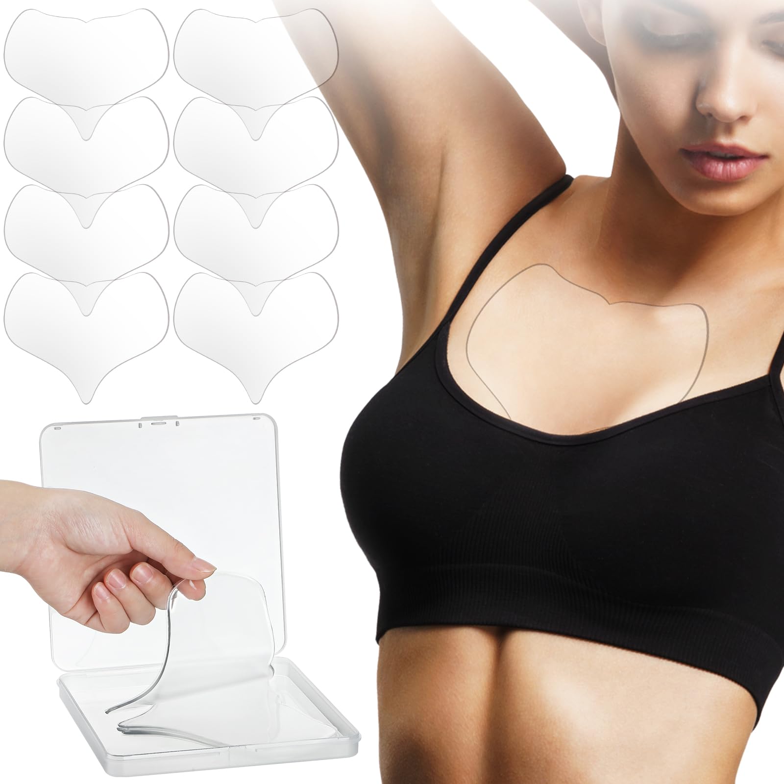 Panitay 8 Pcs Reusable Silicone Chest Wrinkle Pads for Woman Sleeping Chest Wrinkle Pads Anti Wrinkle Silicone Patches Firming Smoothing Wrinkle Patches for Chest Wrinkle Prevention with Storage Box