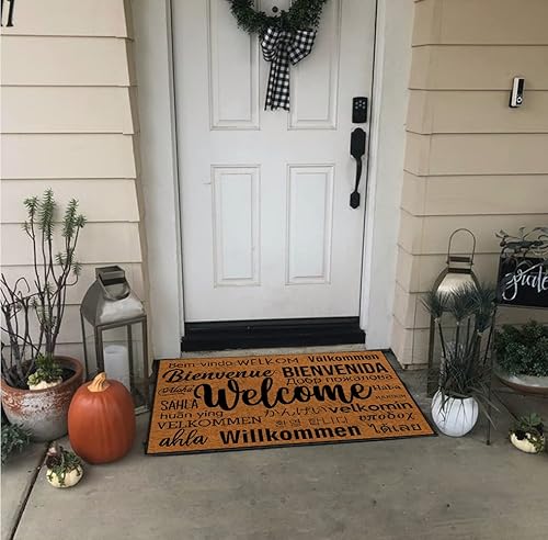 Miniatura 3 de ZUYOENCO Tapete para puerta de entrada interior para interiores, tapete de bienvenida en diferentes idiomas, tapete de verano para puerta de entrada
