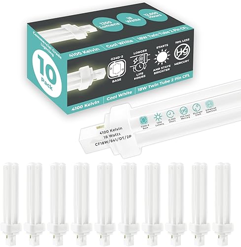 Miniatura 43 de GoodBulb Bombillas CFL de 18 W, 4 pines GX24Q-2, base 4100K, blanco frío, 18 W, alto rendimiento, 1200 lúmenes, triple tubo, bombillas fluorescentes