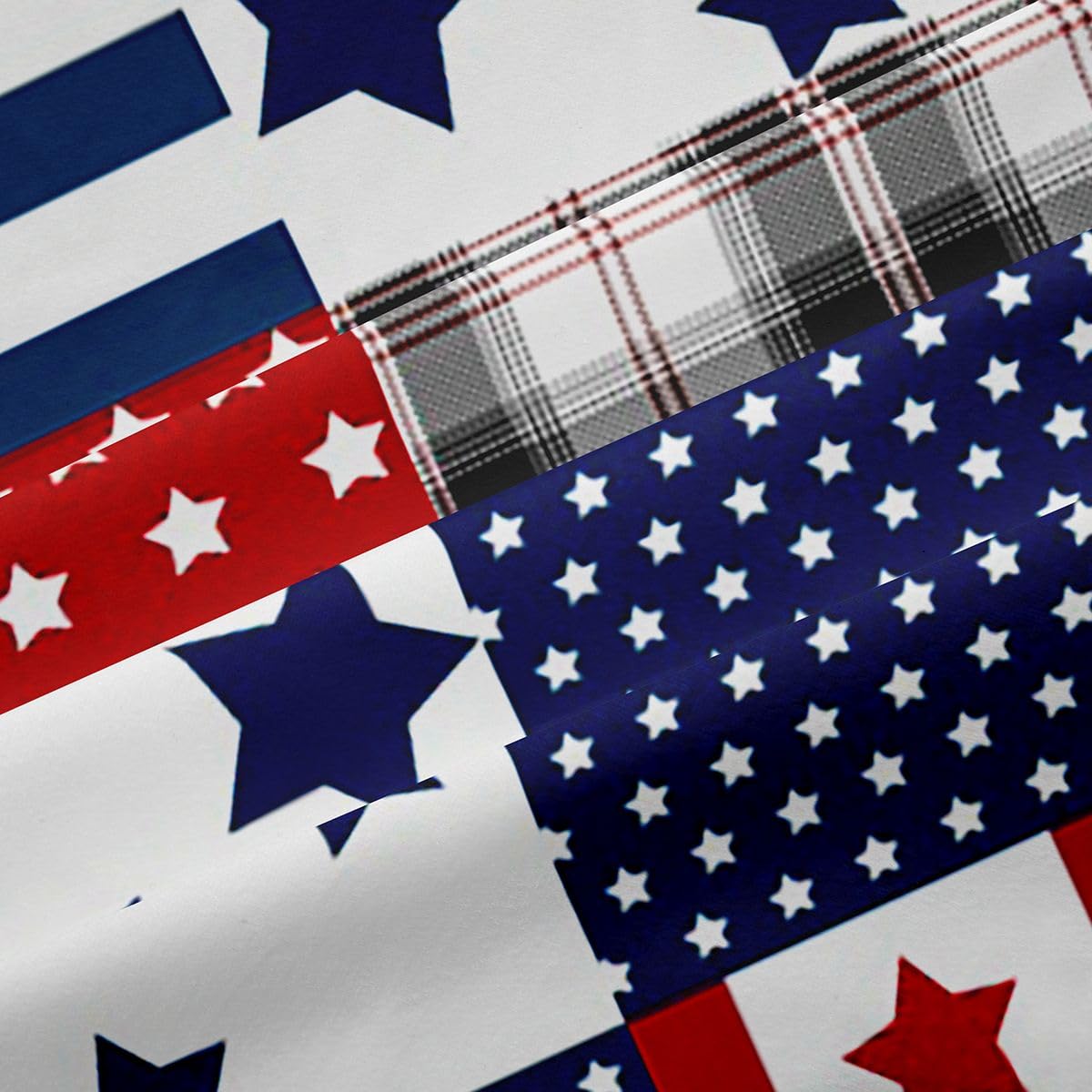 Lot de 2 rideaux de fenêtre patriotiques - Taille XXL - 260 x 140 cm - Étoiles et rayures - Imprimé patchwork - Rideaux occultants - Motif géométrique - Bleu marine - Pour adultes et enfants