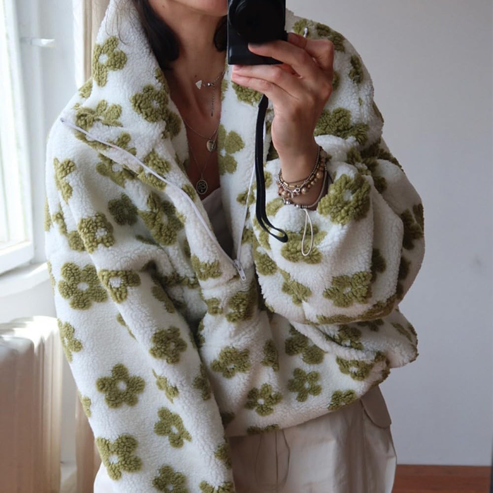 Maglione da donna casual a maniche lunghe oversize con cerniera maglione caldo vintage felpe per uso quotidiano e all'aperto