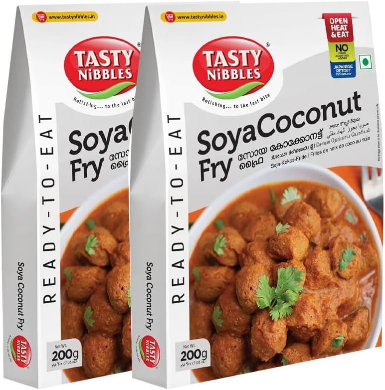 Tasty Nibbles Soya Coconut Fry With No Added Preservatives Just Heat And Eat Healthy Indian Origin 200G Pack Of 2