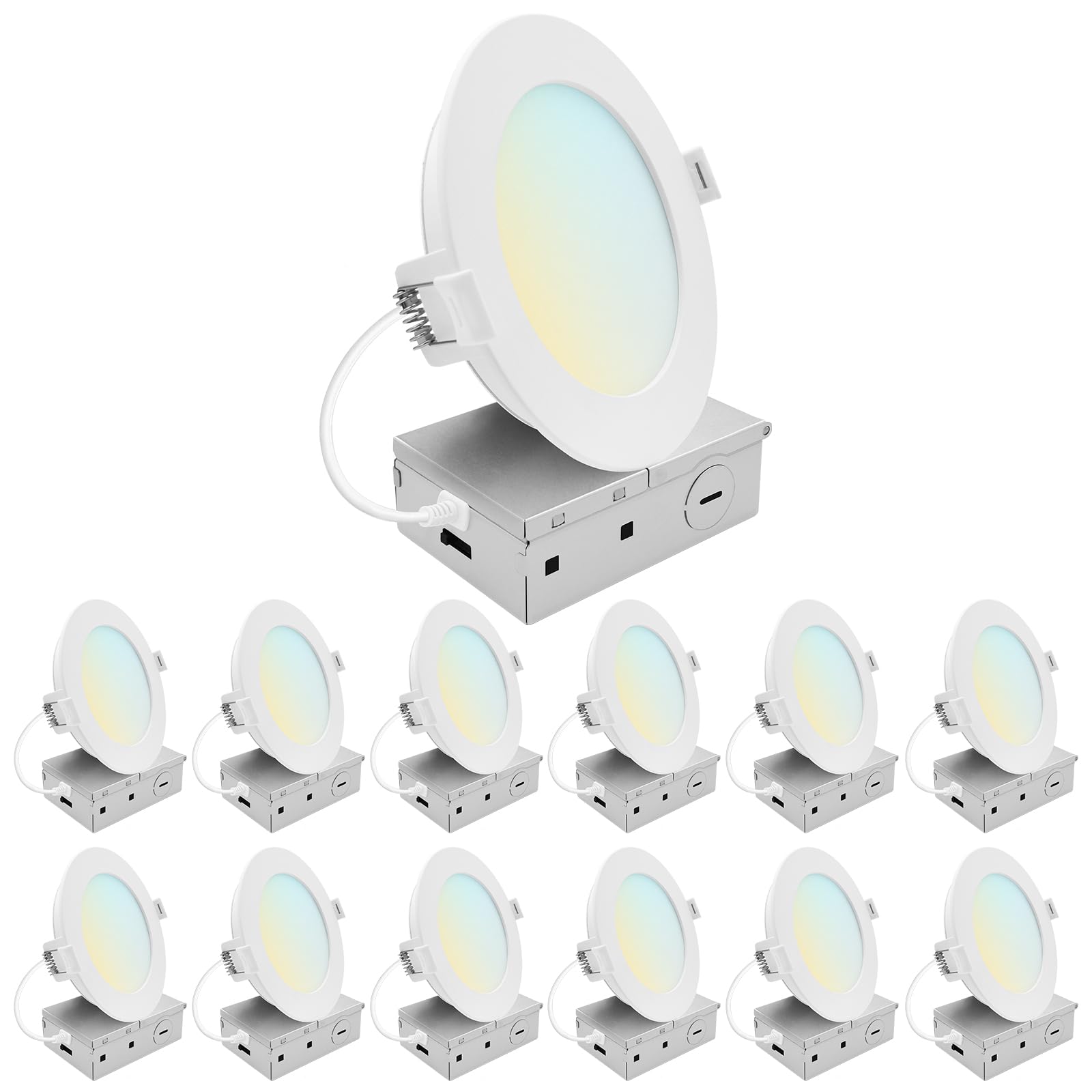 LUXRITE 5 Inch LED Recessed Light ECO Backlit Mini Panel Spotlight 5CCT 2700K-5000K 1200 Lumens High Output 13