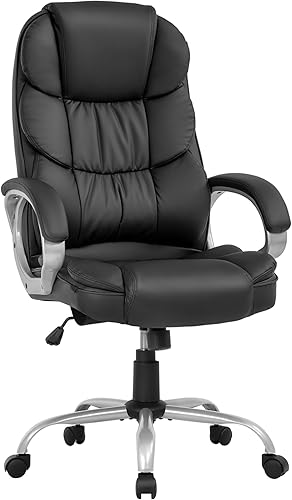 24/7 Shop at Home Ridge - Silla de oficina ergonómica moderna con soporte lumbar y respaldo alto, muebles de oficina de piel sintética para espacios