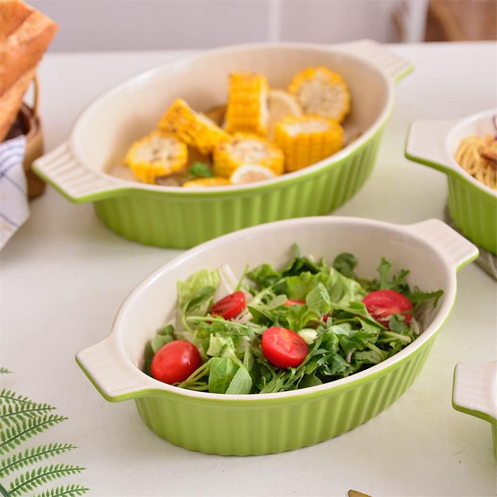 Cutlery Set 4-Piece Oval Baking Dish Plate Set Oven to Table Baking Dish with Ceramic Handles Ideal for Lasagne/Pie/Casserole/Tapas (Color : D) (D) (A)