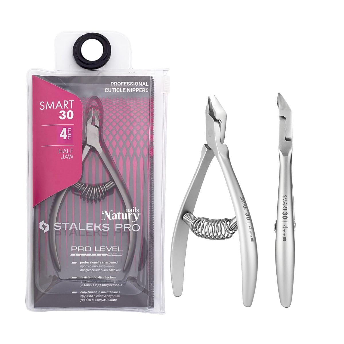 STALEKS PRO by Natury Nails Pinza professionale per cuticole 4 mm. Acciaio inossidabile (Smart 30-4mm)