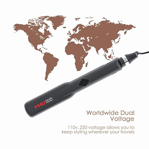 Miniatura 7 de Plancha de pelo de queratina profesional MHU de 1.25 pulgadas de ancho, plancha plana de calor instantáneo, 285 -450 , doble voltaje, apagado
