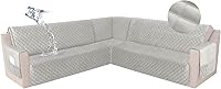 Vista 49 de HDCAXKJ Funda impermeable para sofá modular esquinero, de terciopelo en forma de L, para mascotas y perros, suave, resistente, en forma de U, juego