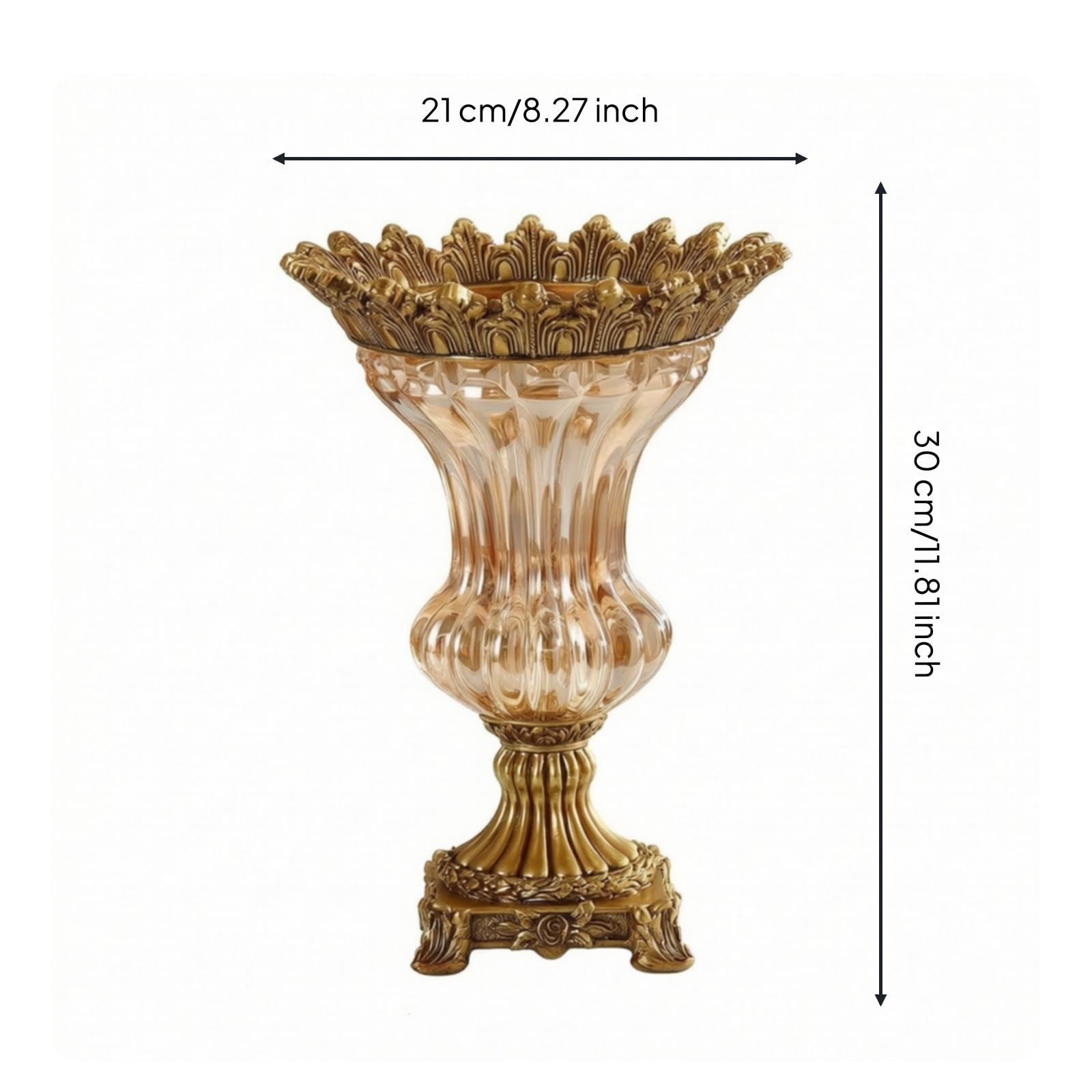 Vaso in Vetro con Base in Resina Elegante Vaso di Vetro con Base Decorativo Oggetto D'arredo per Interior Designer, Fioristi, Ingresso, Ufficio, style to 2