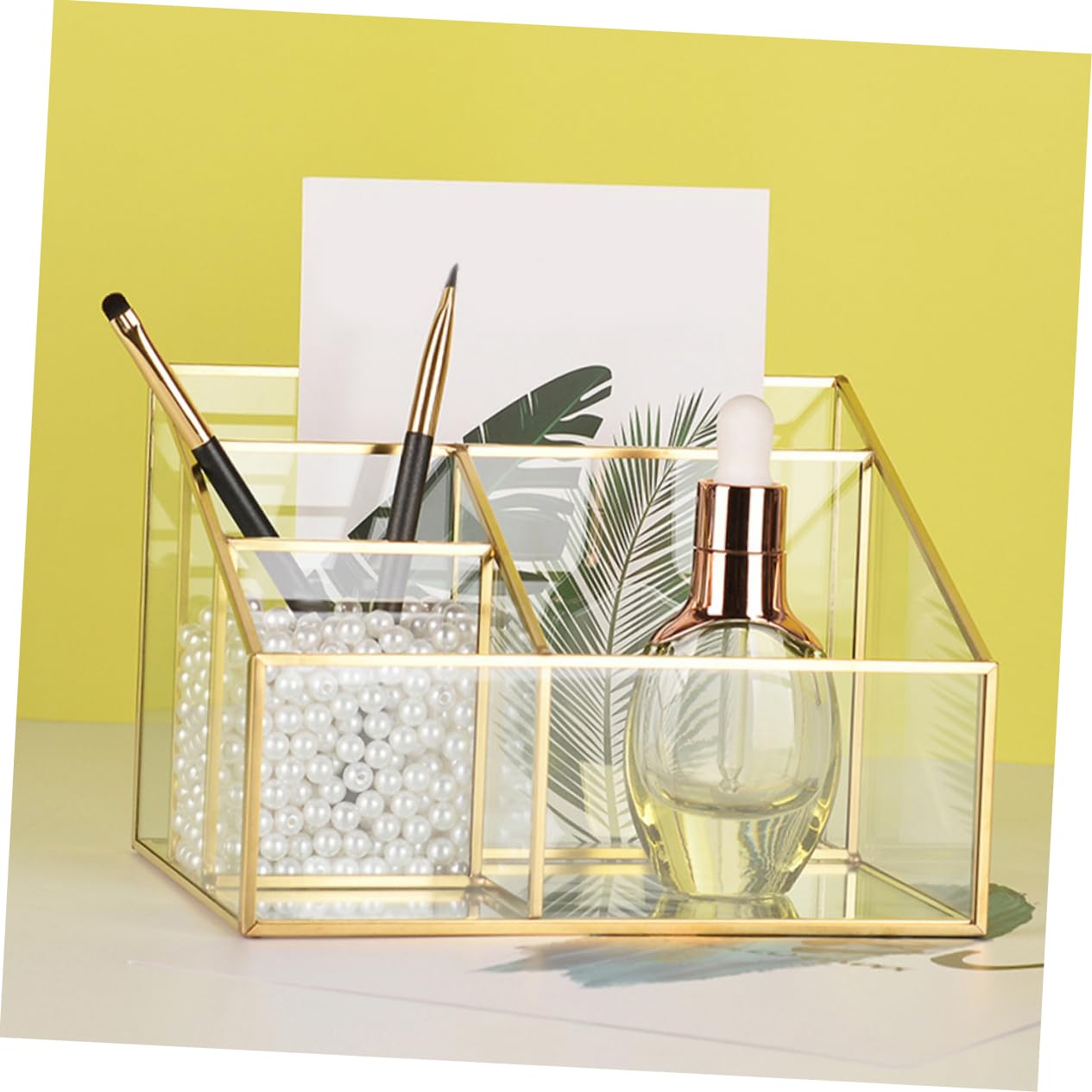 Alipis Organizer Design Raffinato in Lega per Cosmetici in Vetro Cornice Grande Capacità per Pennelli Trucco e Rossetti per Bagno e Salone Professionale
