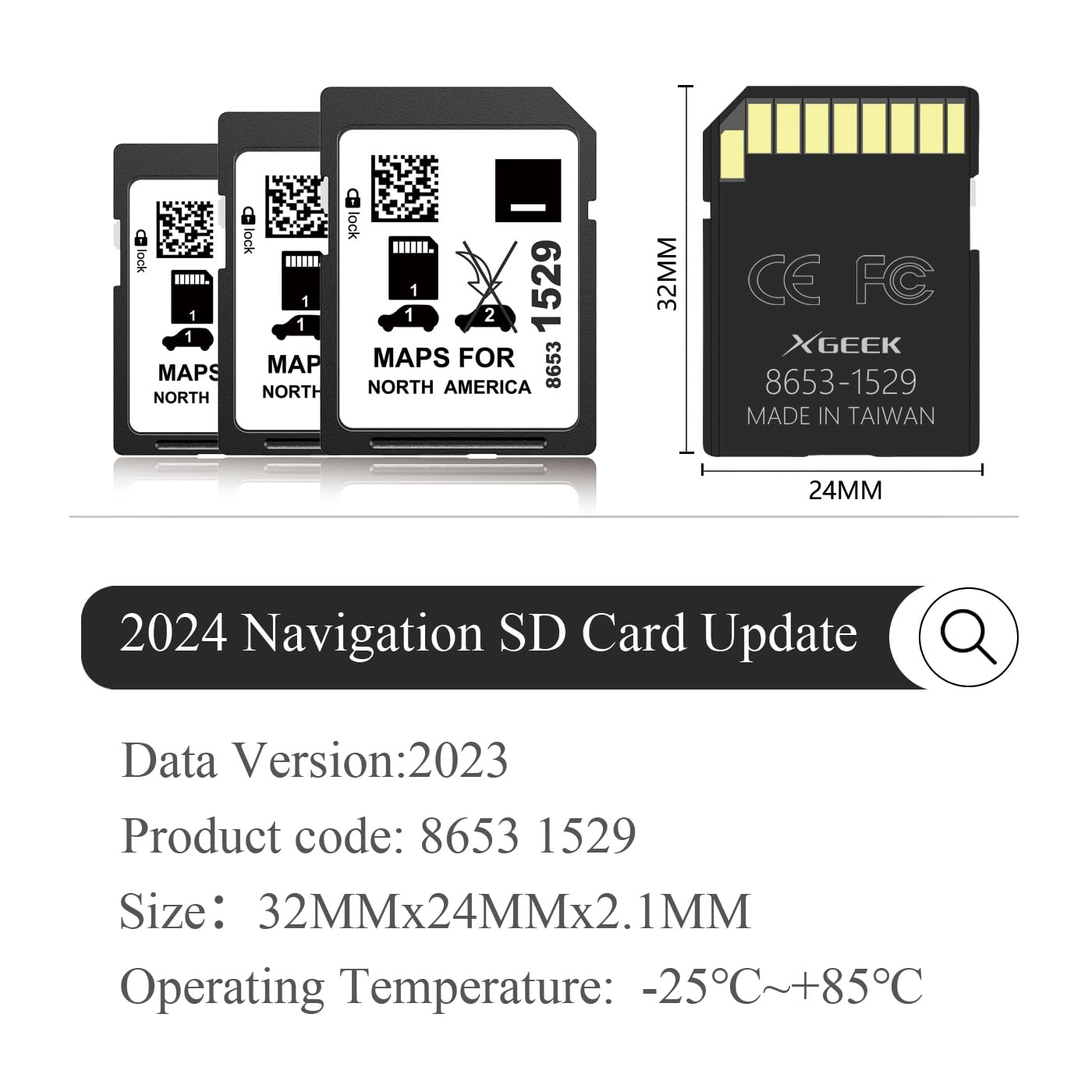 XGEEK 2024 Navigation SD Card Map Update, Accessories 8653 1529 Compatible with GM Chevrolet, Cadillac, and Buick. Includes Maps for The USA, Canada, and Mexico