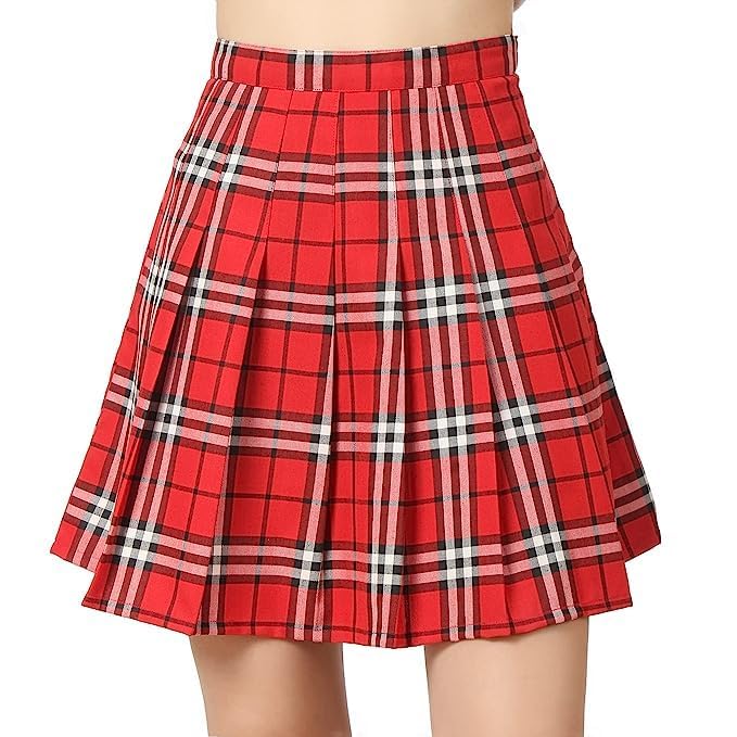 jaanshi Womens Micro Mini Skirt Cosplay Dress Sexy Nightwear Babydoll Pleated Skirt Red-picture-49