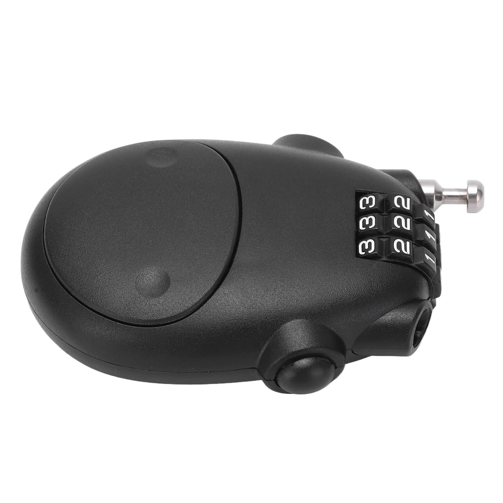 Lucchetto con password per casco da bicicletta, motivo mucca dei cartoni animati, retrattile, con combinazione a 3 cifre, lucchetto portatile per bagagli da viaggio (nero