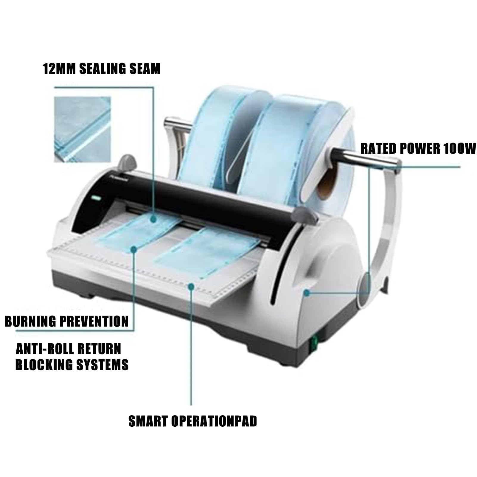 Maszyna uszczelniająca do sterylizowanych toreb, szerokość uszczelnienia 300 mm, automatyczna kalibracja temperatury, idealna do laboratoriów i szpitali