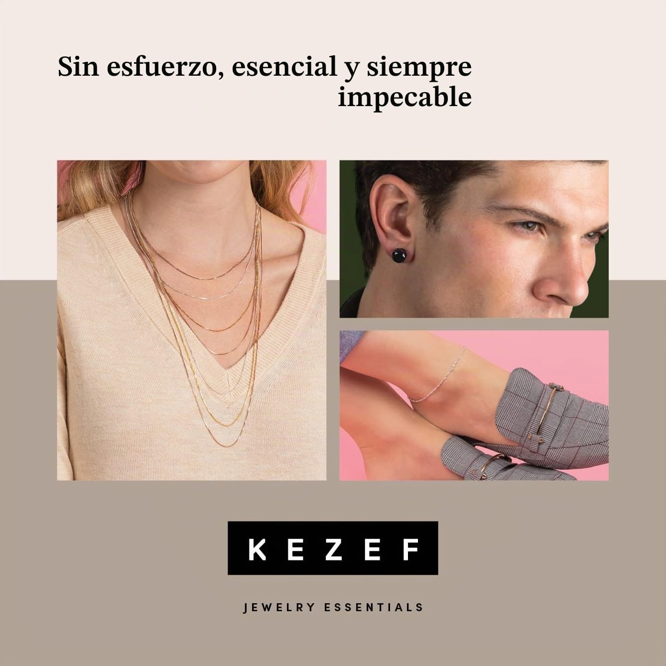 KEZEF 925 collar de plata de ley para las mujeres | Delgada de 0,7 mm 18k chapado en oro, cadena de oro rosa para las mujeres, joyería collar de cadena de plata | cadena de plata 925 para hombre mujer
