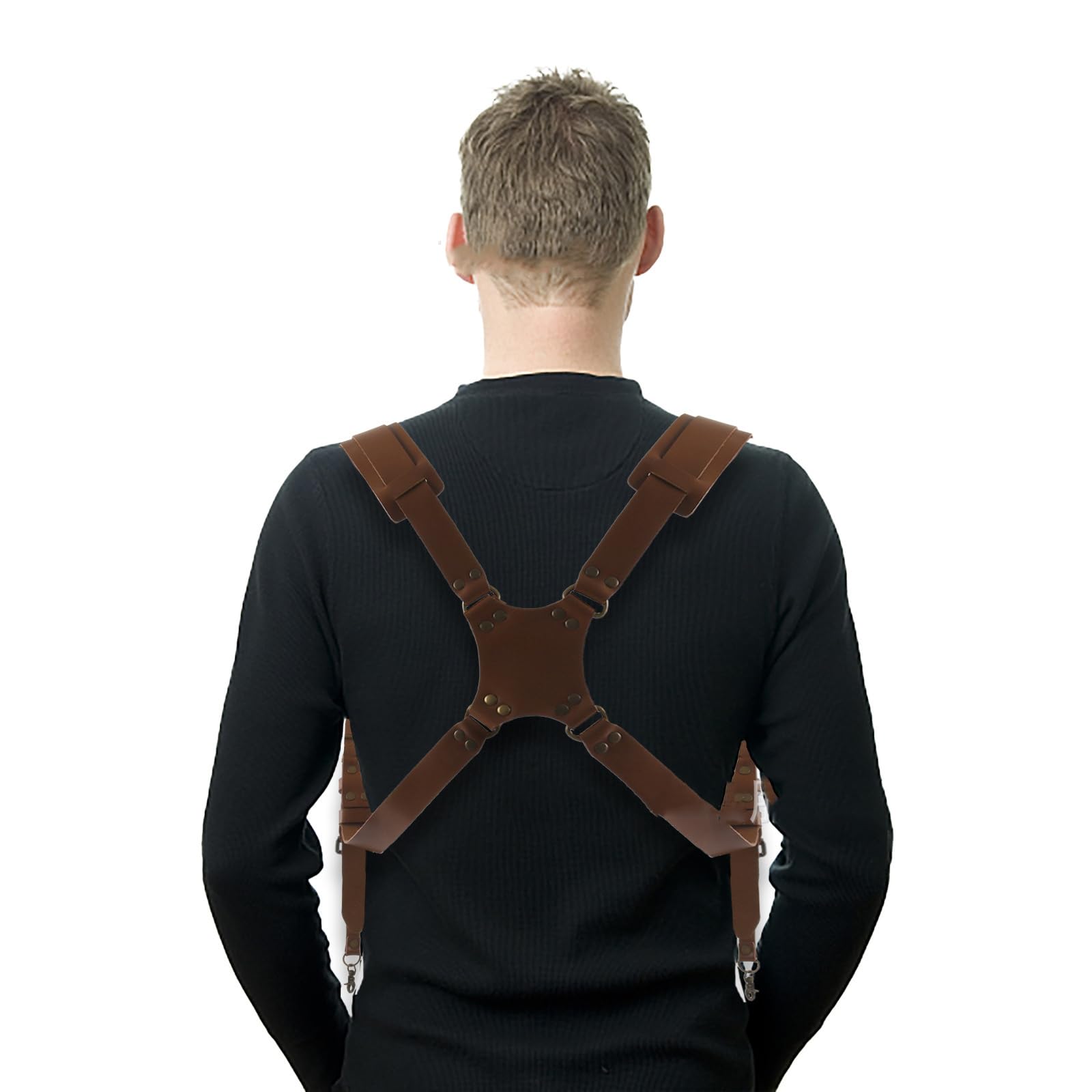 Imbracatura per fotocamera con imbottitura in spugna, doppie cinghie regolabili per attrezzatura DSLR confortevole imbracatura antiscivolo, cinghie in pelle regolabili