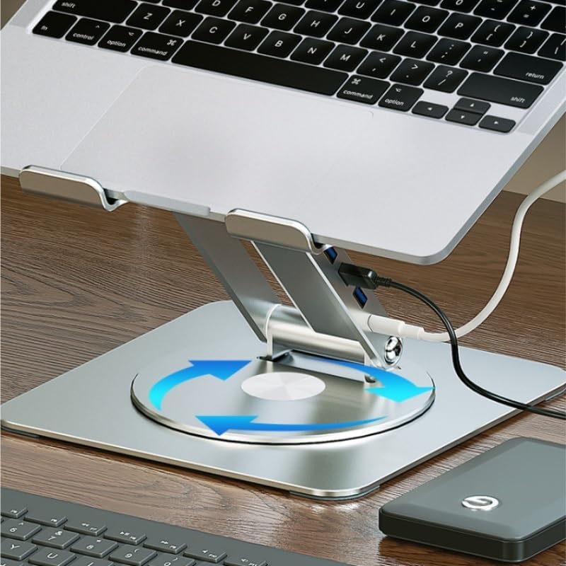 Silver 360° Rotation Book Stand Carbon Steel Reading Rack Silicone Holder