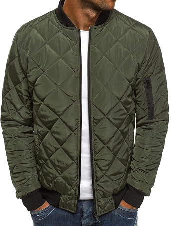 sandbank Mens Warm Cotton Coat Stand Collar Zipper Jacket Long Sleeve Solid Windbreaker Men Outwear for Autumn and Winter