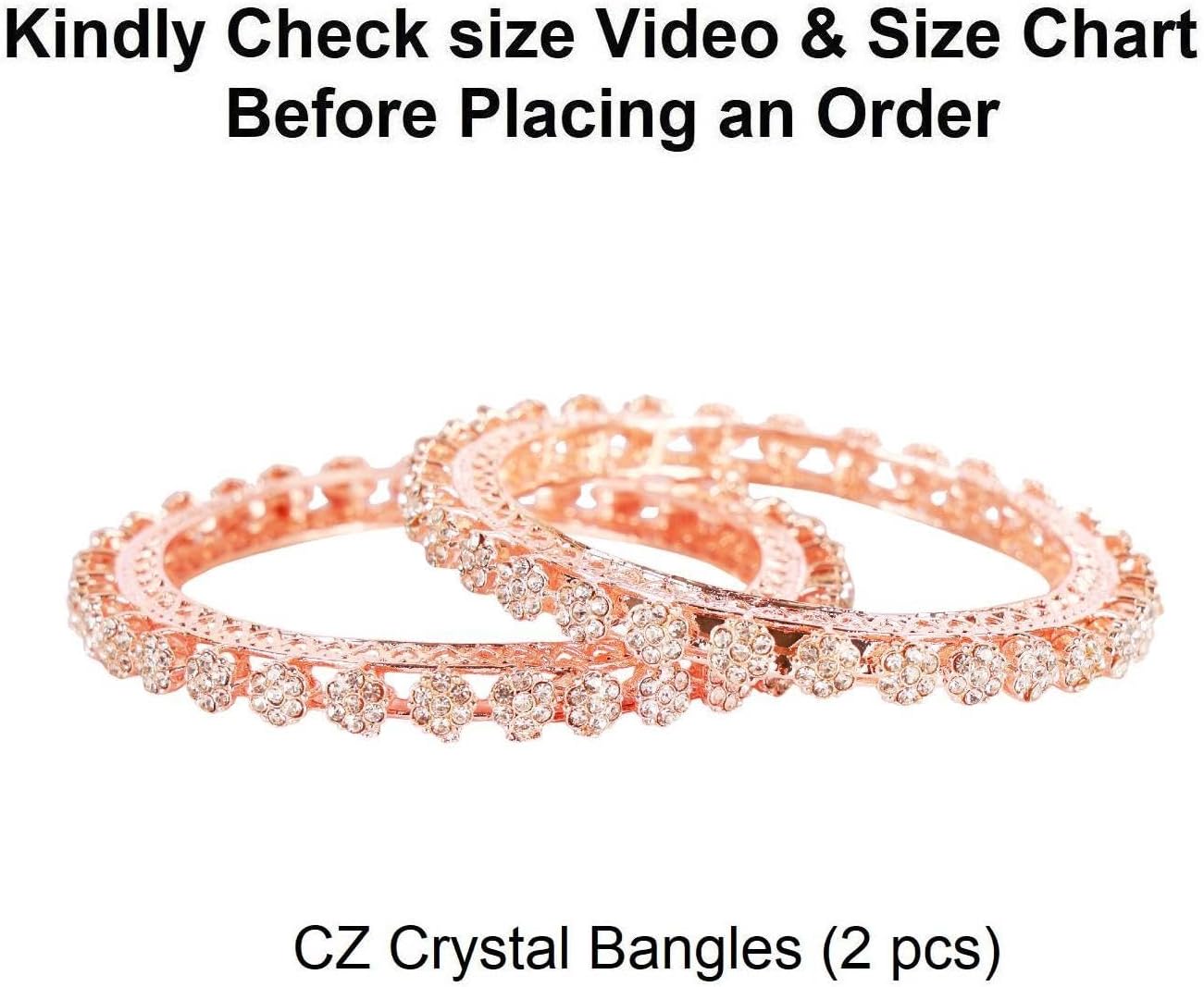 Efulgenz Indian Bangles for Women Rhinestone CZ Crystal Bracelet Bangle Set Bridal Indian Wedding Party Bangles Fashion Statement Jewelry for Women (2 Pcs) - Image 5