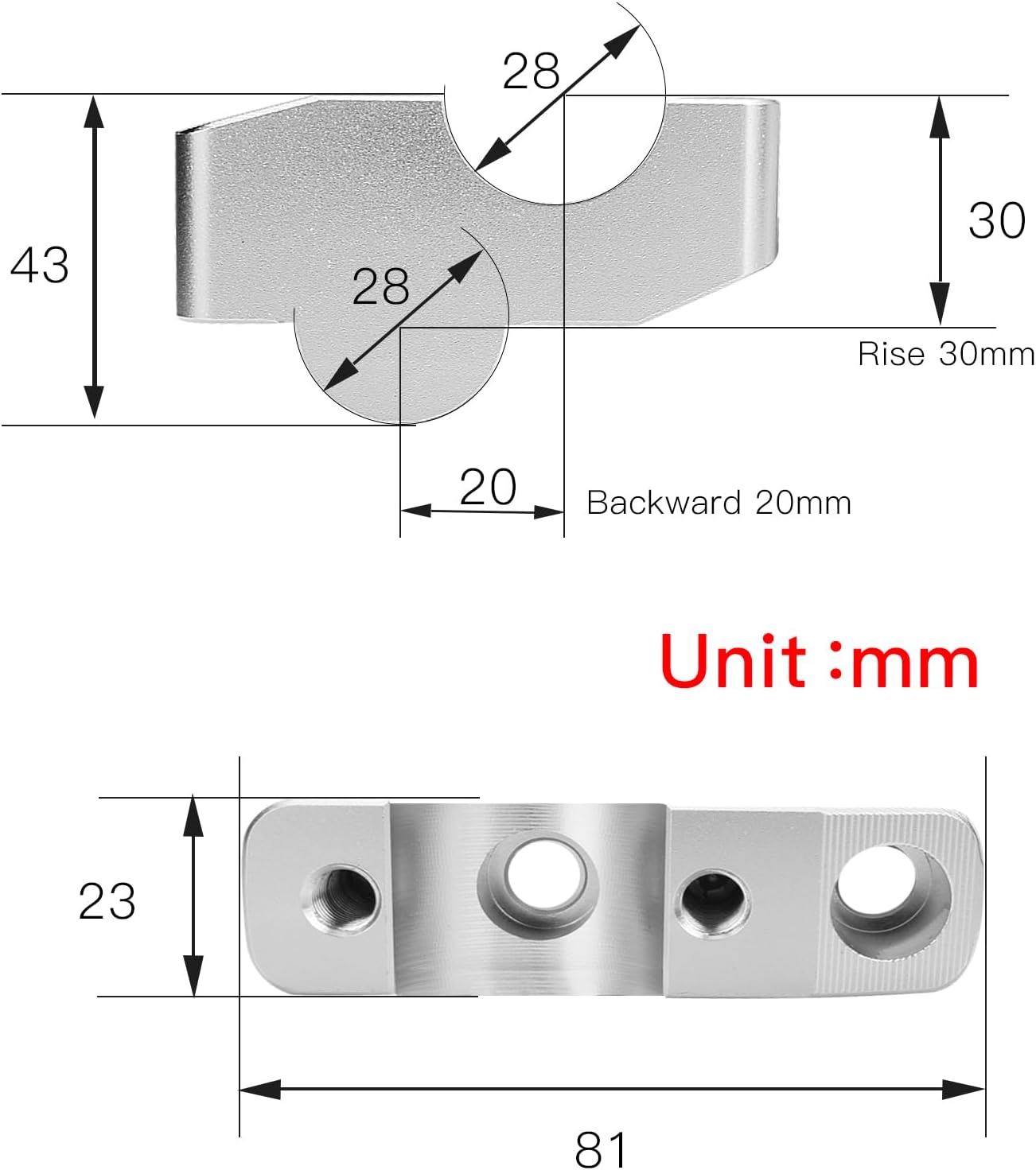 Motorcycle Handlebar Handle Bar Riser Heighten (for Triumph Vehicle) Trident 660 (Silver)