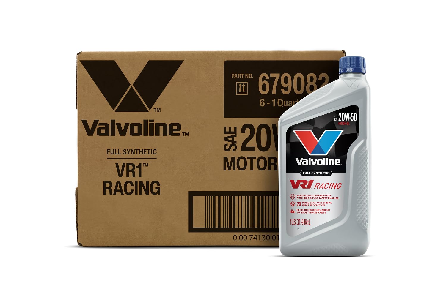 Valvoline VR1 Racing Synthetic SAE 20W-50 Motor Oil 1 QT, Case of 6