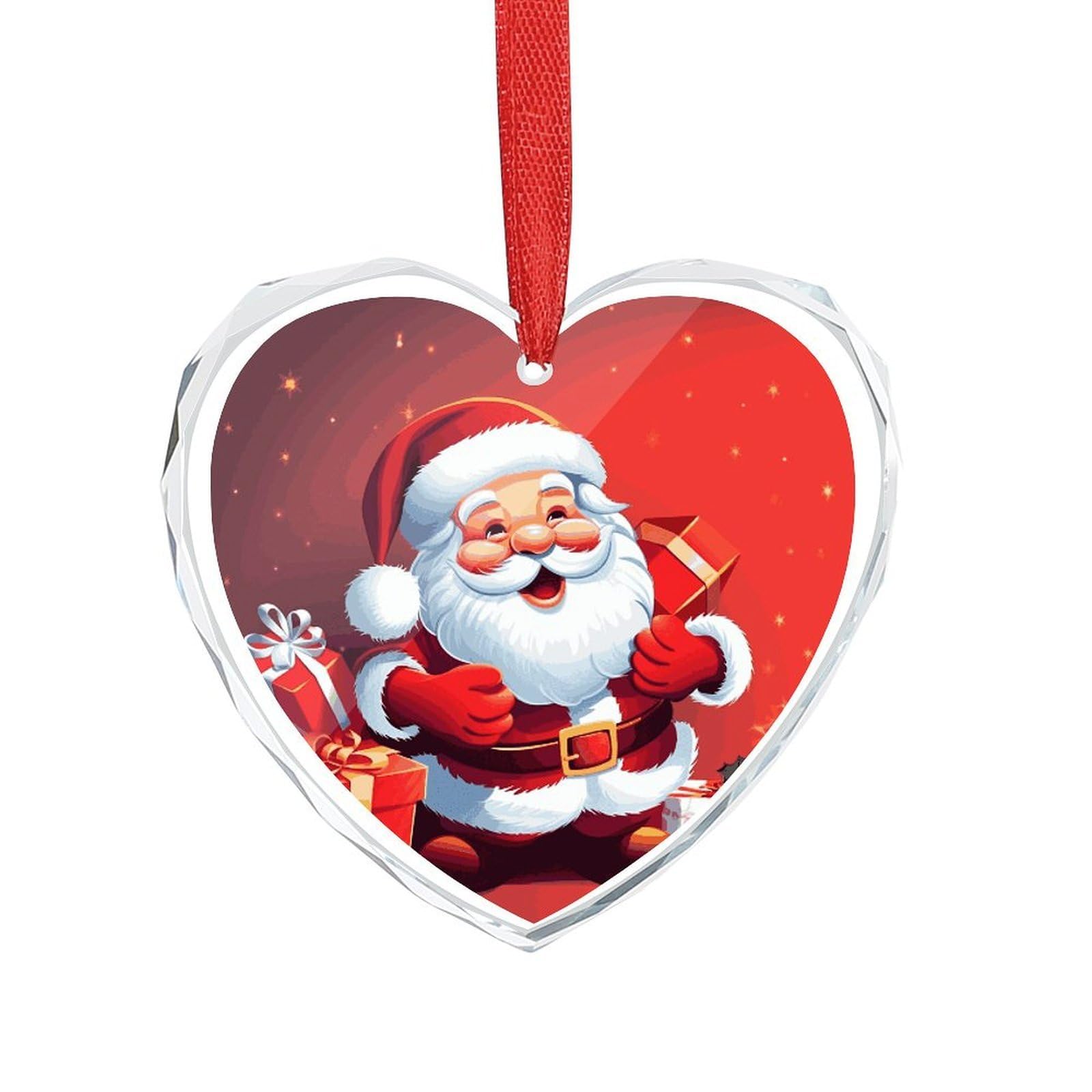 Khauerbc Women's Style Santa Claus Xmas Gifts Glass Window Hanging For Heart-Shaped,Ornament For ,Men,Wall Art For Home,Office,Home Decor