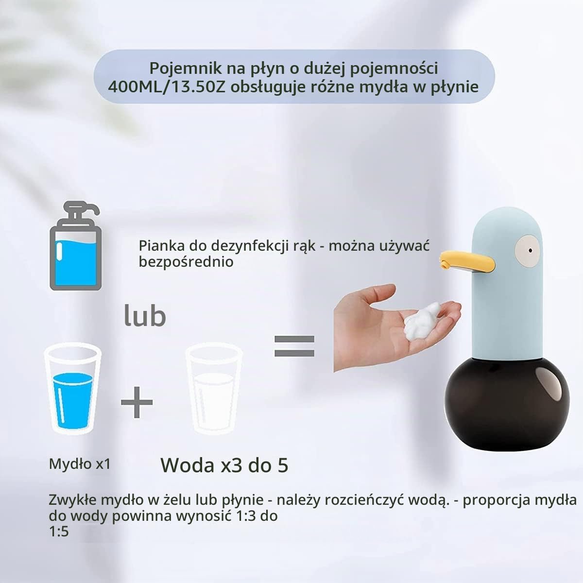 400 ml bez dotychczasowego spożywczego dozownika mydła, automatyczny dozownik z czujnikiem w podczerwieni czujnik z czujnika