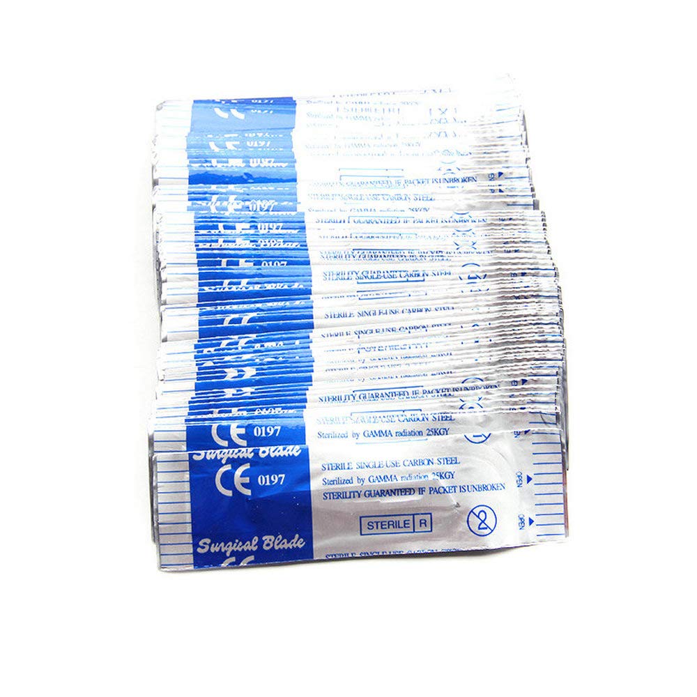 100 pz sterili # 11 lame chirurgiche mediche, rasoio a lama singola per dentale, dermaplaning, dissezione, podologia, toelettatura professionale, rimozione dell'acne