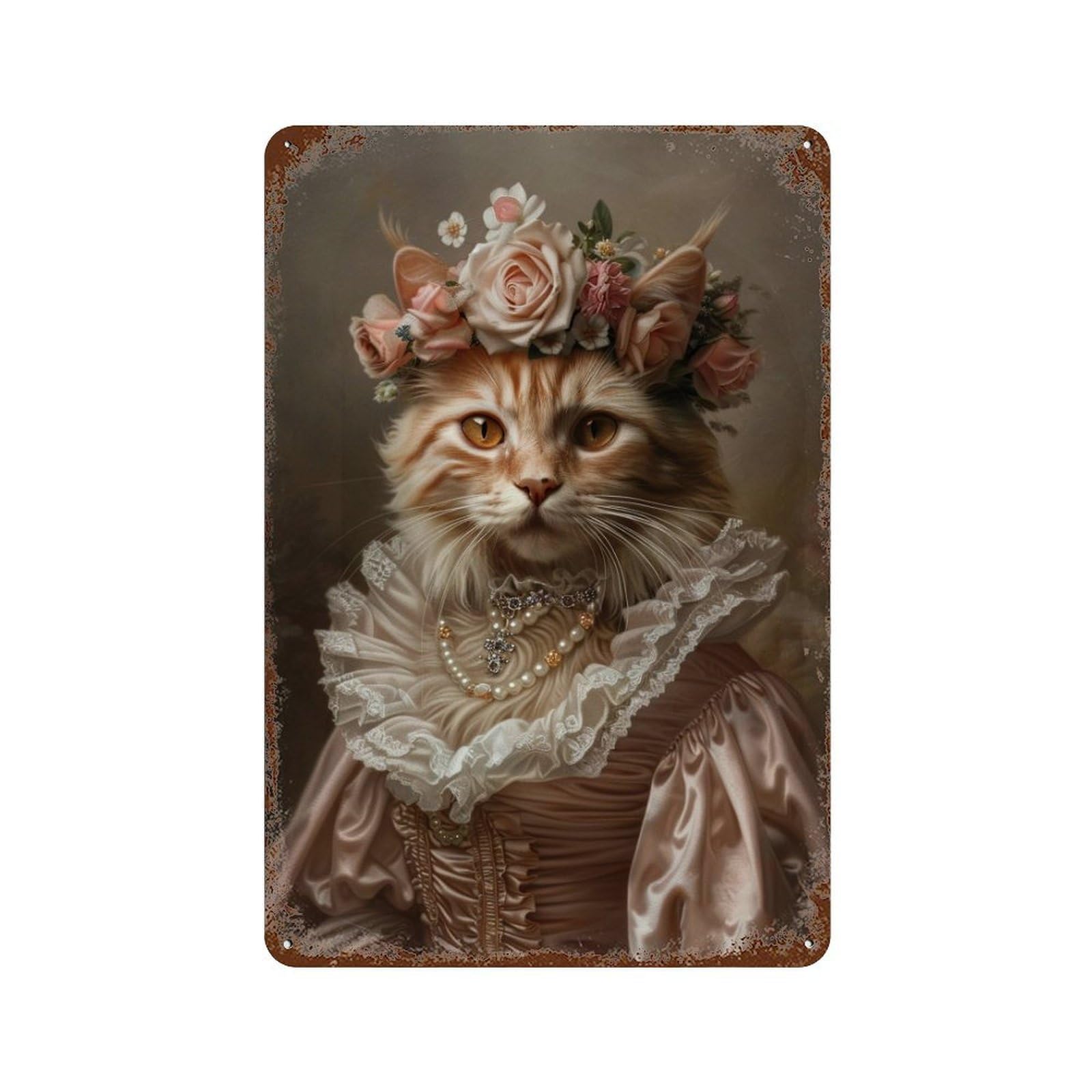 HDURYEYRYY Noble Floral Crown Tabby 04 Wall Retro Iron Vintage Art Metal Tin Sign Poster Modern Home Cofffee Club Art Bar Shop Decor Style 30x20cm