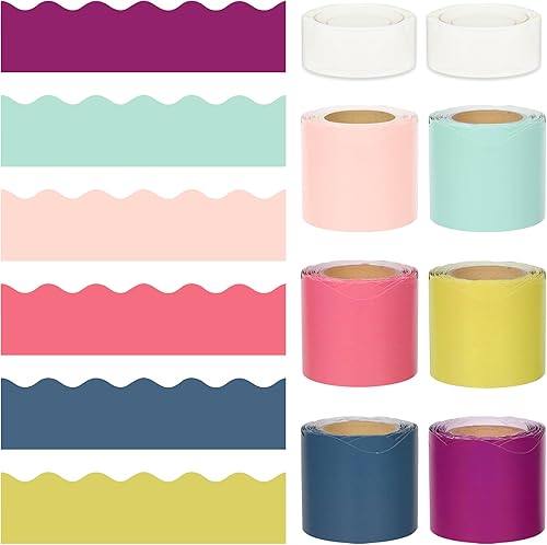 Bordes coloridos de 196.8 pies para el aula, tablero de anuncios bohemio, adornos festoneados para tablón de anuncios, decoración de tablero de