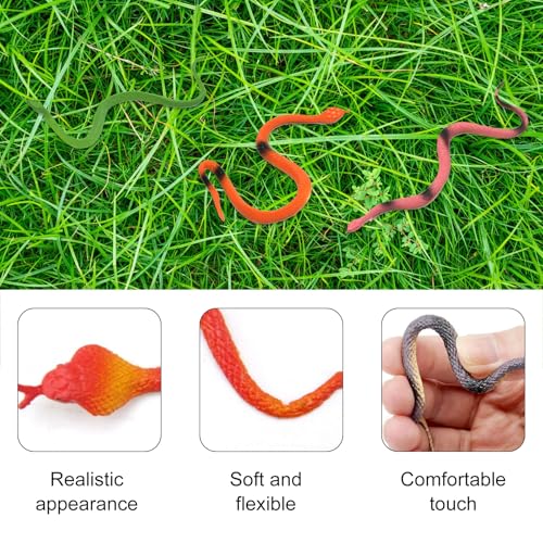 KARELLS Gummischlange,Verschiedene Schlangen,12 Stück Bunte Gefälschte Schlange, Kunststoff Schlangen,Realistische Gummi Schlange,Spielzeug,Regenwald