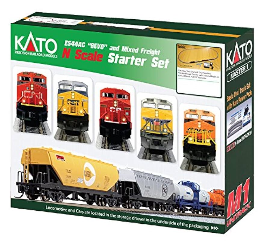 Amazon.com: Kato KAT1060024 N ES44AC Freight Train Set, BNSF