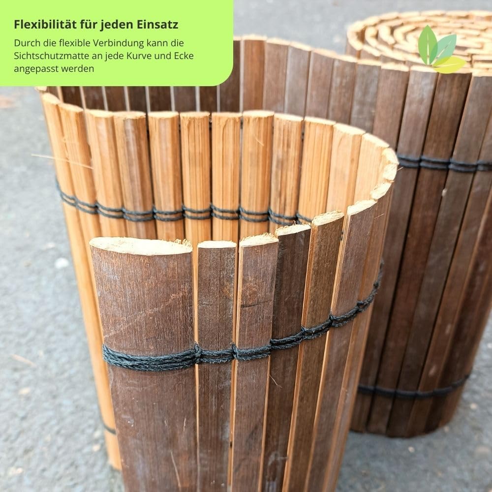 Bambusmatte | Wulung | 40cm x 200cm x 0,5cm | für Pflanzkübelverkleidung | Bambusabdeckung | wetterfeste Bambusmatte für Blumentöpfe