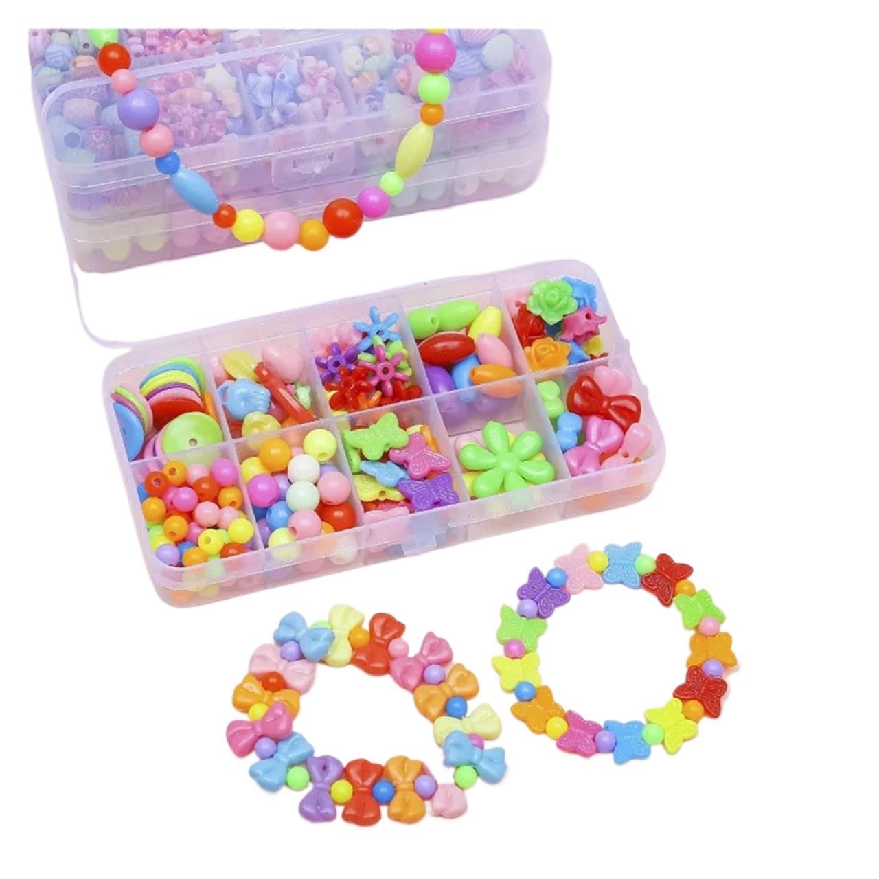 QuxetlRyz Craft Beading Kit Handmade Beaded DIY Bracelet Necklace Ornaments Accessories Colorful Beads Educational Toys(Color 2)
