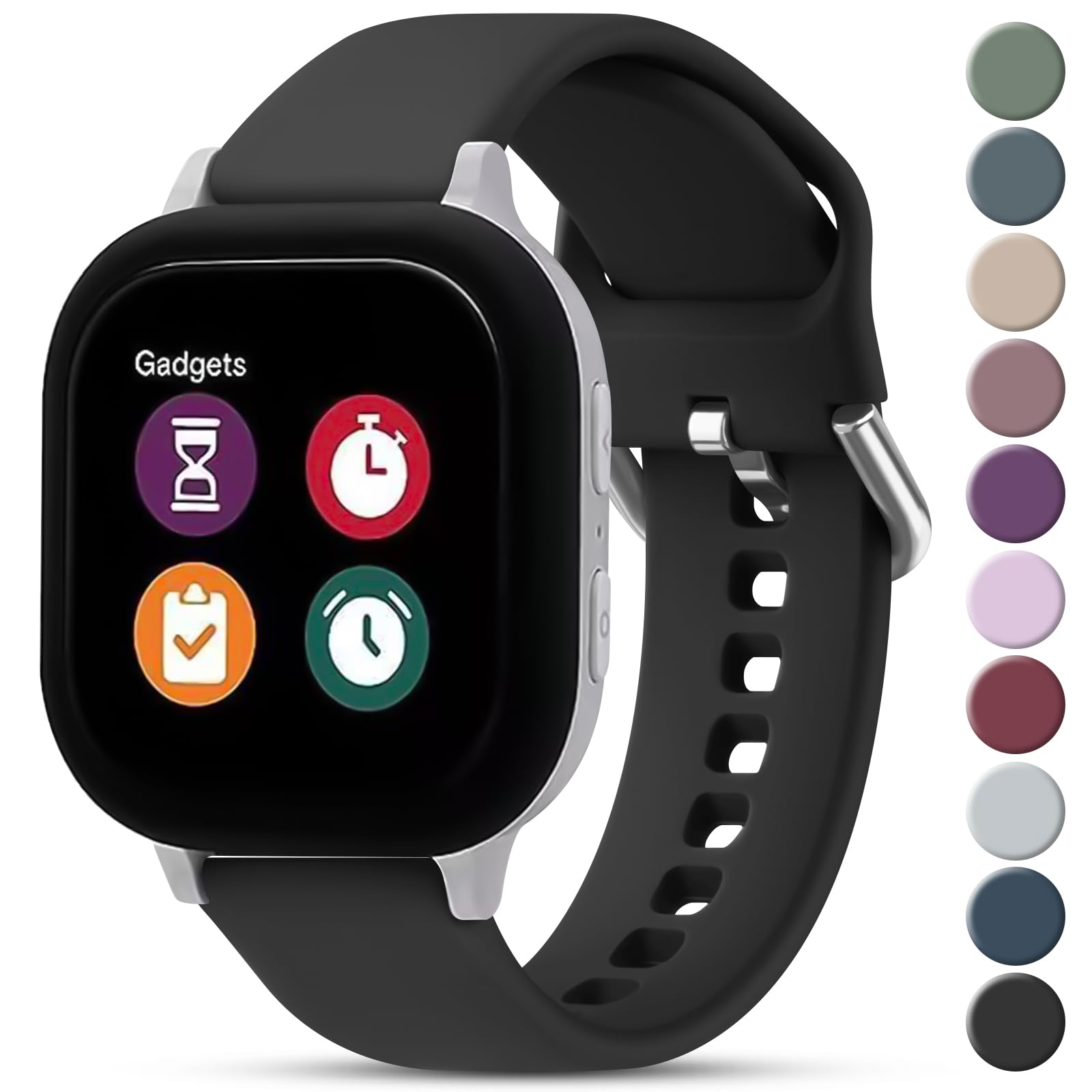 Meliya Silicone Band Replacement for Gizmo Watch 3 2 1/Gabb Watch, 20mm Soft Waterproof Kids Gizmo Watch Band Replacement Gabb Watch Bands for Boys and Girls, Breathable & Washable (Black)