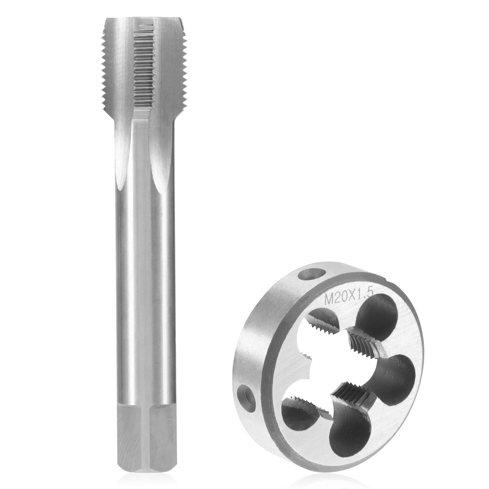 Taraud et taraud M20 x 1,5 mm pour intérieur métrique | Taraud et filière droite cannelée et filière ronde pour filetage extérieur