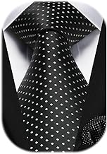 HISDERN Men's Tie and Pocket Square Set Striped Polka Dot Silk Ties for Men Formal Classic Elegant Necktie & Handkerchief for Business Wedding Party
