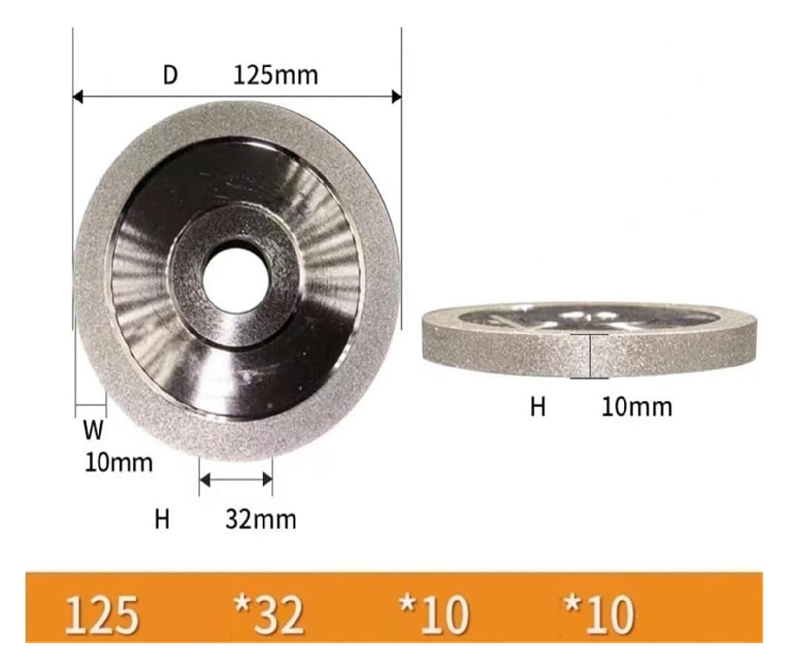 50/100/150/200/320/400 Grit Diamentowa tarcza szlifierska, 125x32mm Tarcza szlifierska do szlifowania stali wolframowej Ceramic CBN Frez(320)