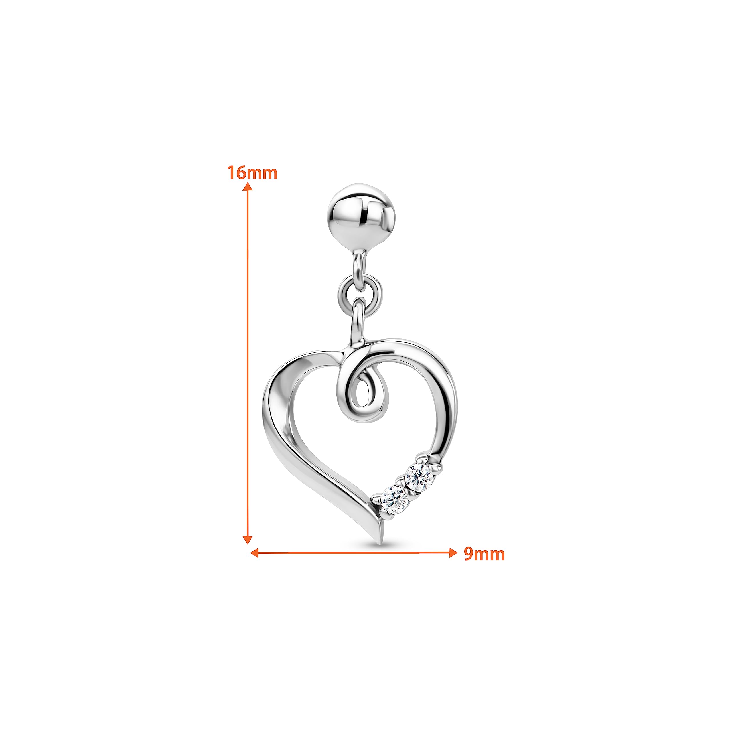 Orovi Schmuck Damen Herz–Ohrhänger mit Herzen besetzt mit weißen Zirkonia in Brillantschliff Zeitlose klassische silberne Ohrringe aus 925 Sterling Silber