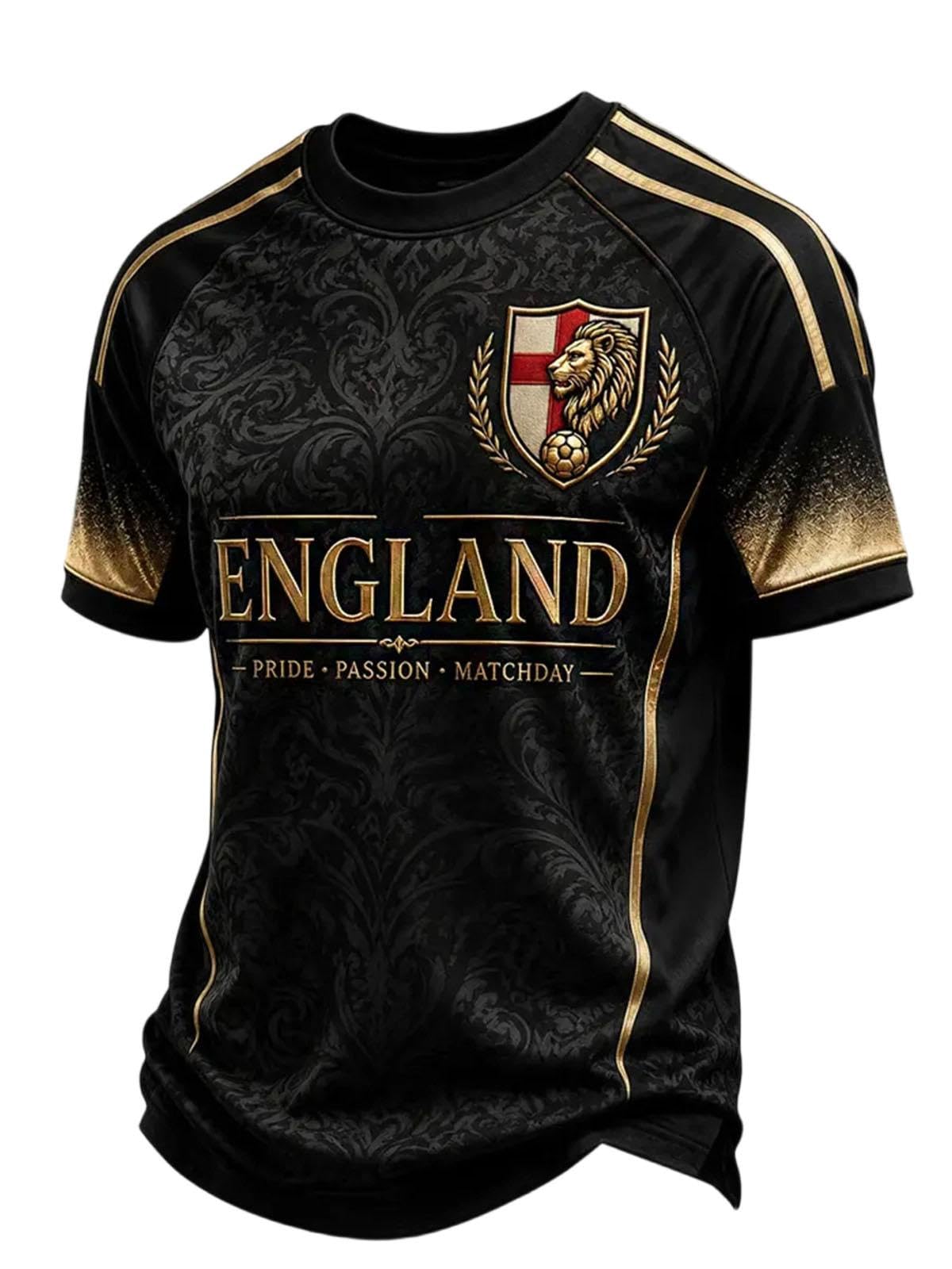 England World Cṳp Football Shirt 2026 Short Sleeve T Shirt for Supporters of Football Casual Lions Print Crewneck Top Outdoor Sports Shirts for Men