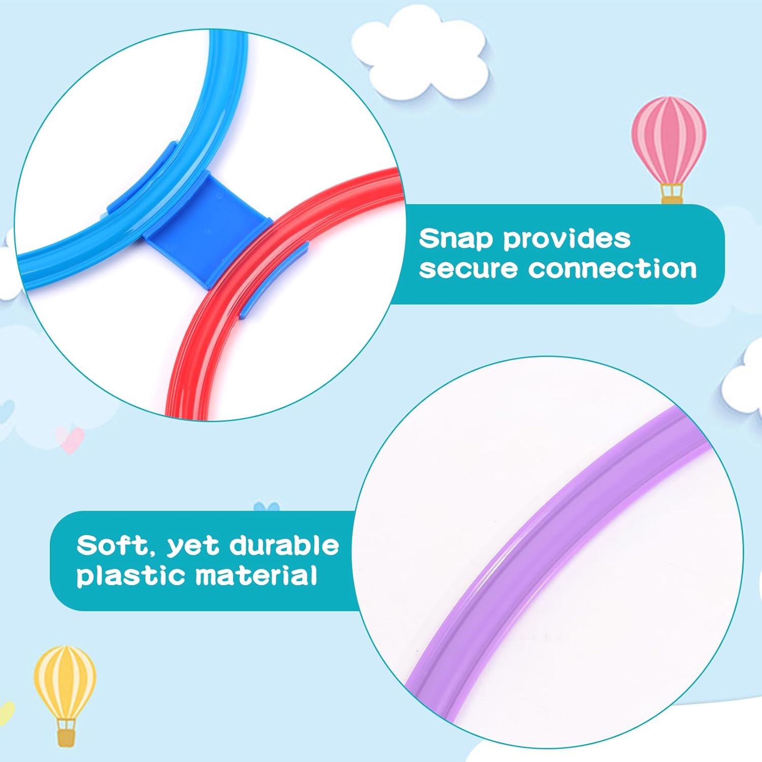 Liliful 30 Pcs 15'' Hopscotch Ring Game Hopscotch Outdoor Game Multicolored Round Set 45 Connectors Obstacle Course for Indoor Outside Playground Girls Boys Kids Balance Agility Training