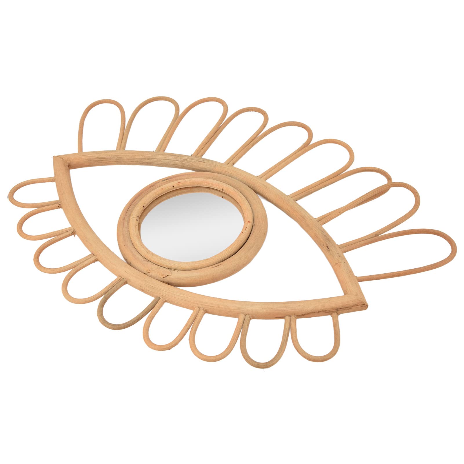 AUNMAS Rattan-Augen-Wandspiegel, Handgewebter Rattan-Augenspiegel mit Acrylglas, Wanddekoration für Badezimmer, Schlafzimmer, Wohnzimmer, Platzsparender Natürlicher Look