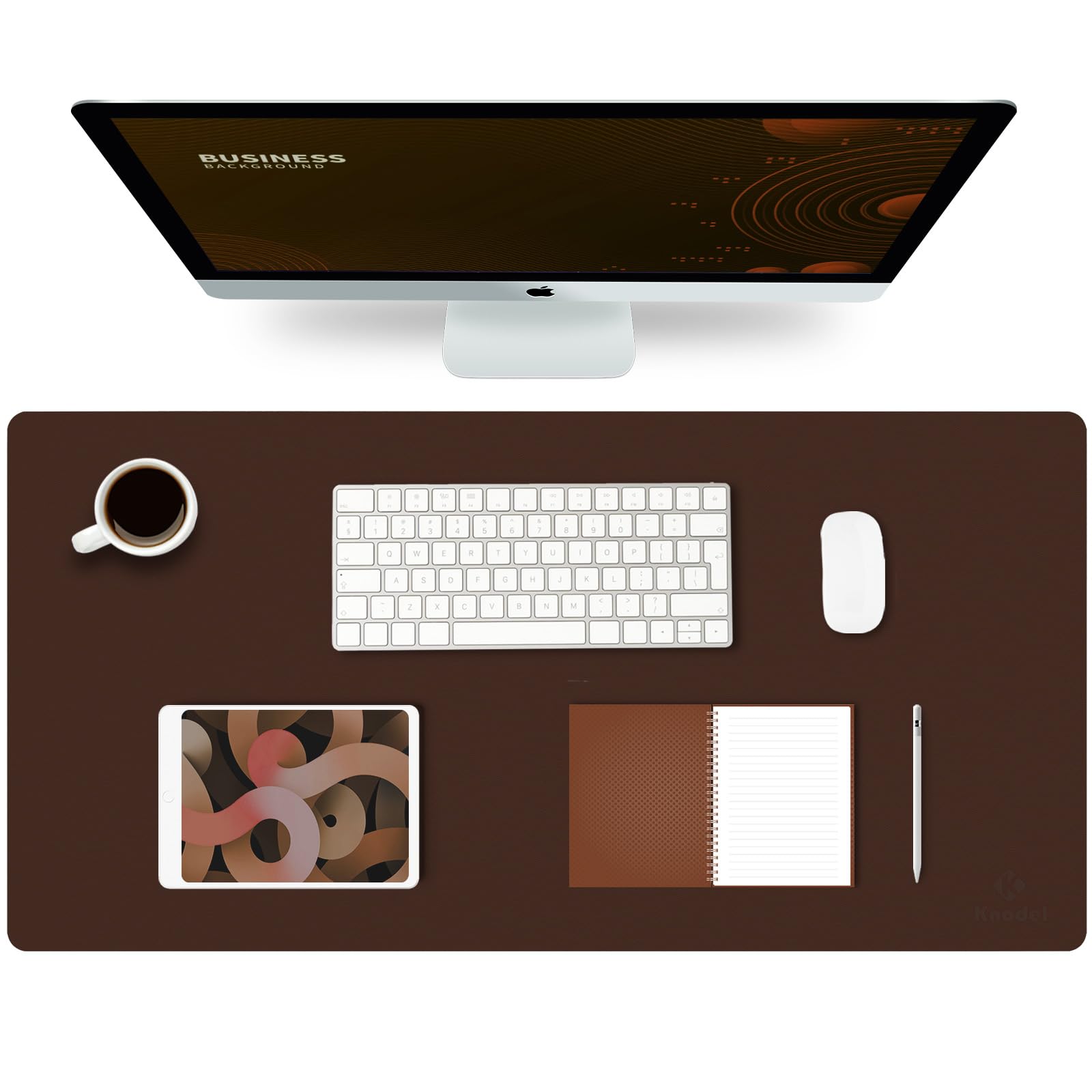 K KNODEL Large Office Desk Mat, Leather Mouse Pad (80x40cm, Dark Brown)