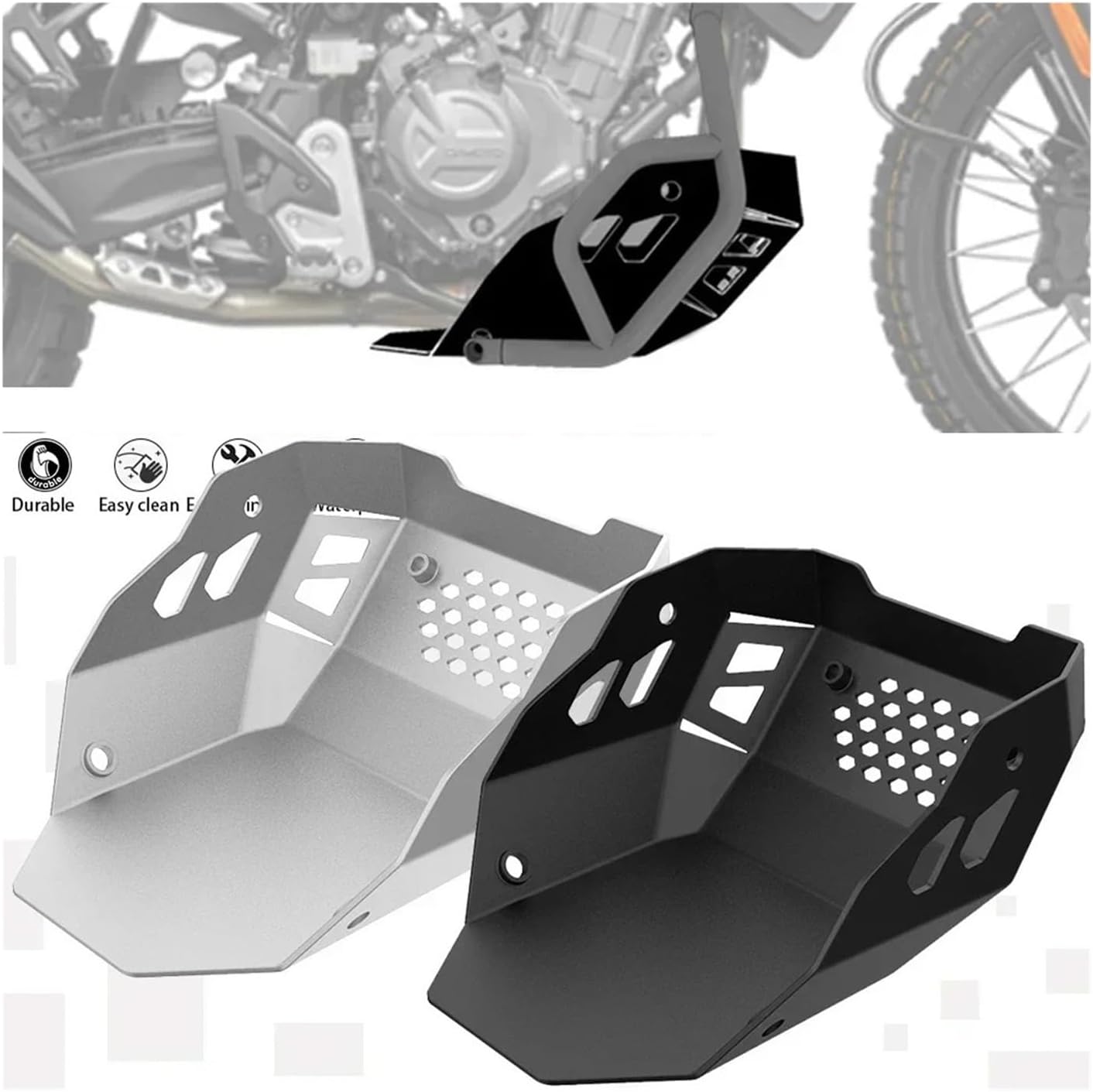 Motorcycle Skid Plate Motorcycle Accessories Engine Frame Crash Fit for CFMOTO 450 MT Engine Guard KIT 450MT 450-MT 2024 2025 2026 MT 450 Mt Motorcycle Skid Bash Plate(Black)