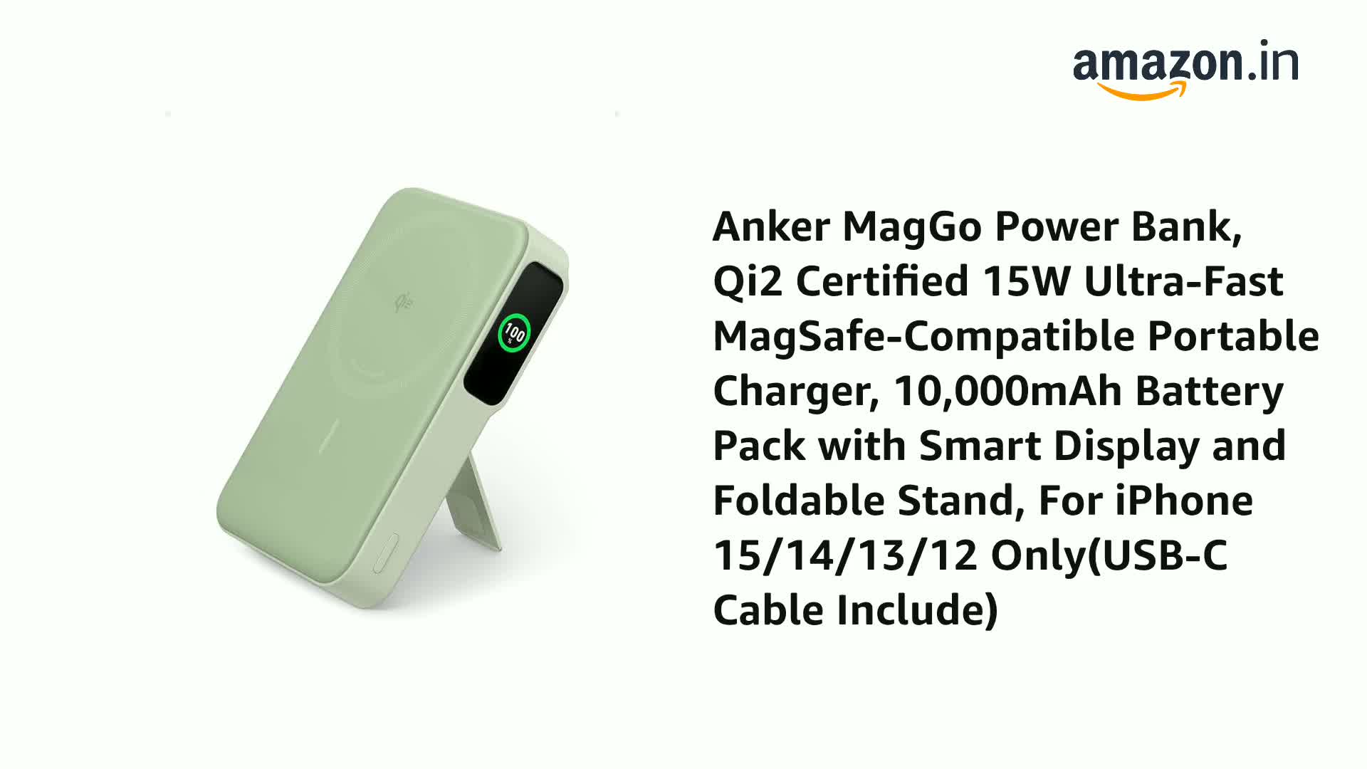 Anker MagGo Power Bank, Qi2 Certified 15W Ultra-Fast MagSafe