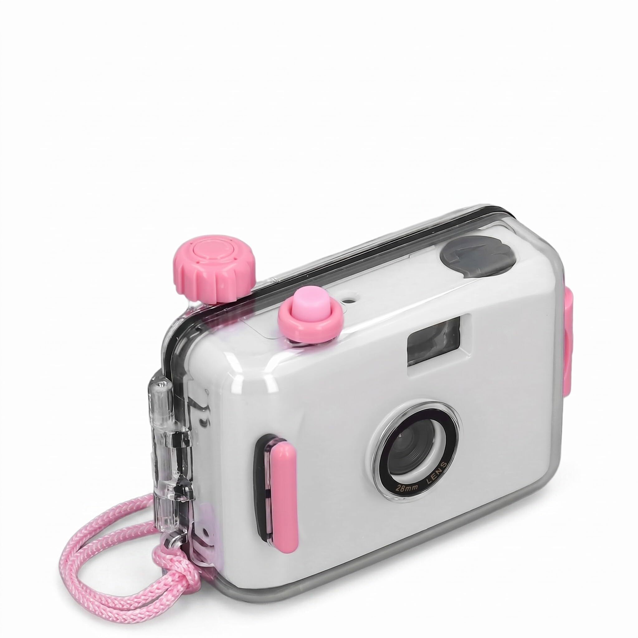 bewinner retro film camera, 35mm reusable film camera with case, single use film camera for birthday wedding travel (white pink)
